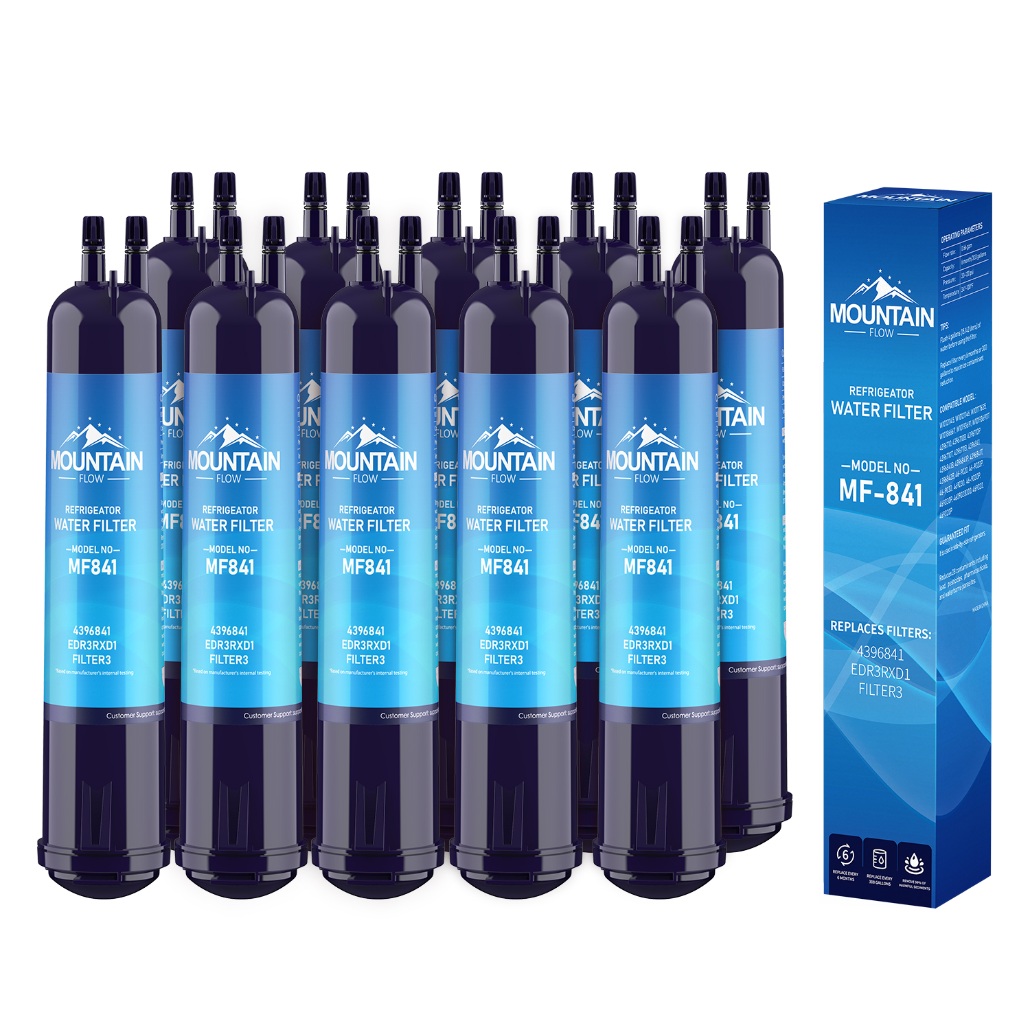 EDR3RXD1 Filter 3 Replacement 4396841, 4396710, 9083 Refrigerator Filter, by MountainFlow, 10Packs
