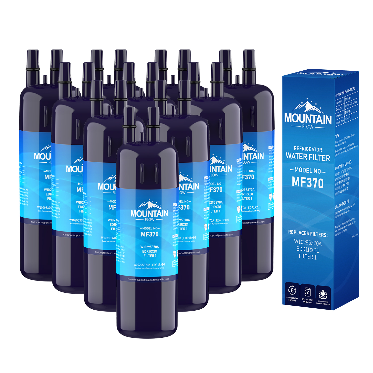 EDR1RXD1 Replacement W10295370A Refrigerator Water Filter 1, by MountainFlow, 10Packs