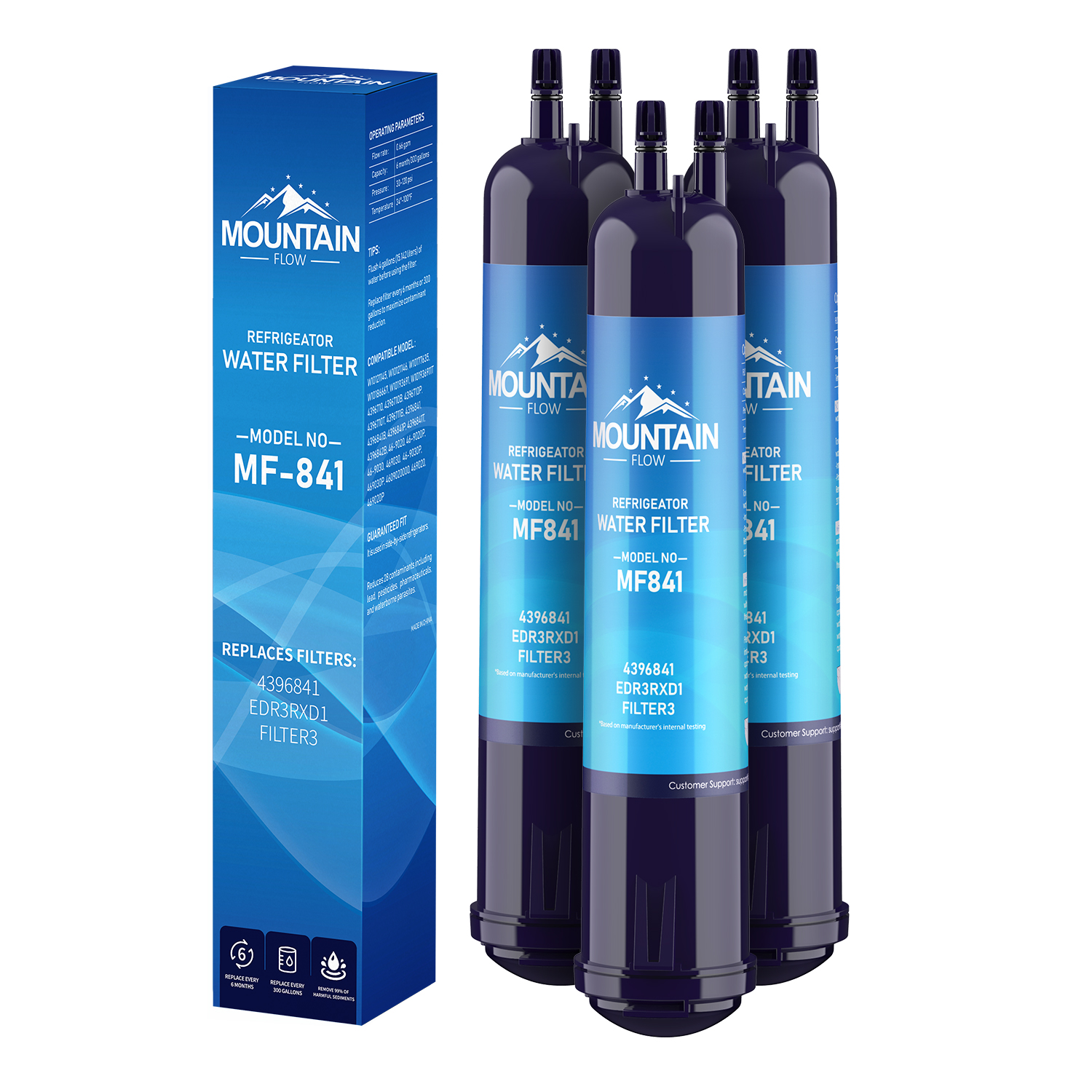 4396841, 4396710 Water Filter Compatible EDR3RXD1 Filter 3, by MountainFlow, 3Packs
