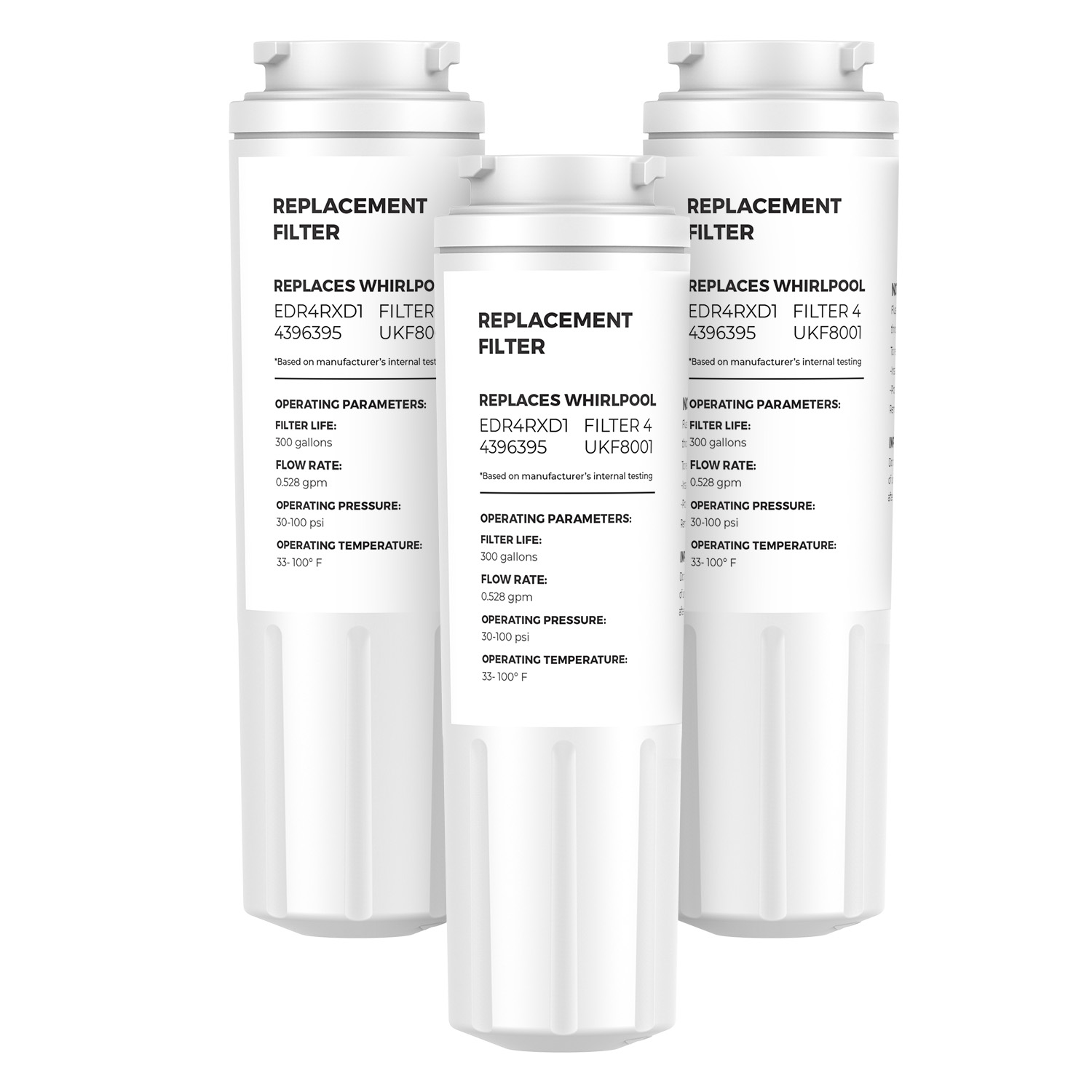 Replacement for EDR4RXD1, UKF8001, 4396395, Filter 4 Water Filter 3 Packs Made by sellfilter