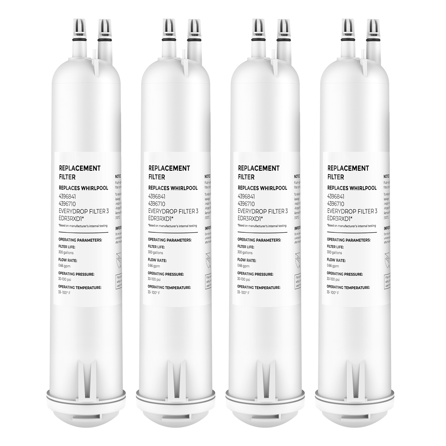 Compatible 4396841,EDR3RXD1,4396710,46-9083 Refrigerator Water Filter 3 by Pzfilters 4Pcs